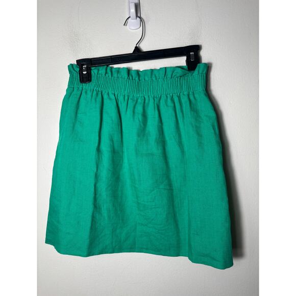J Crew Kelley Green Linen Mini Skirt Size 2 NWOT - Picture 2 of 2